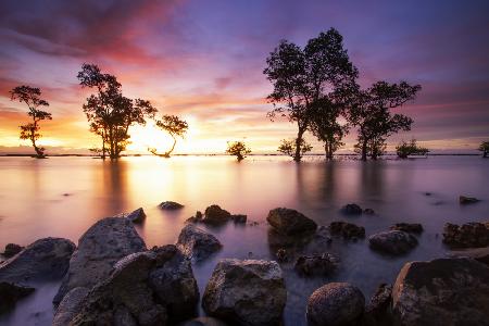 Sunset lagoon beach