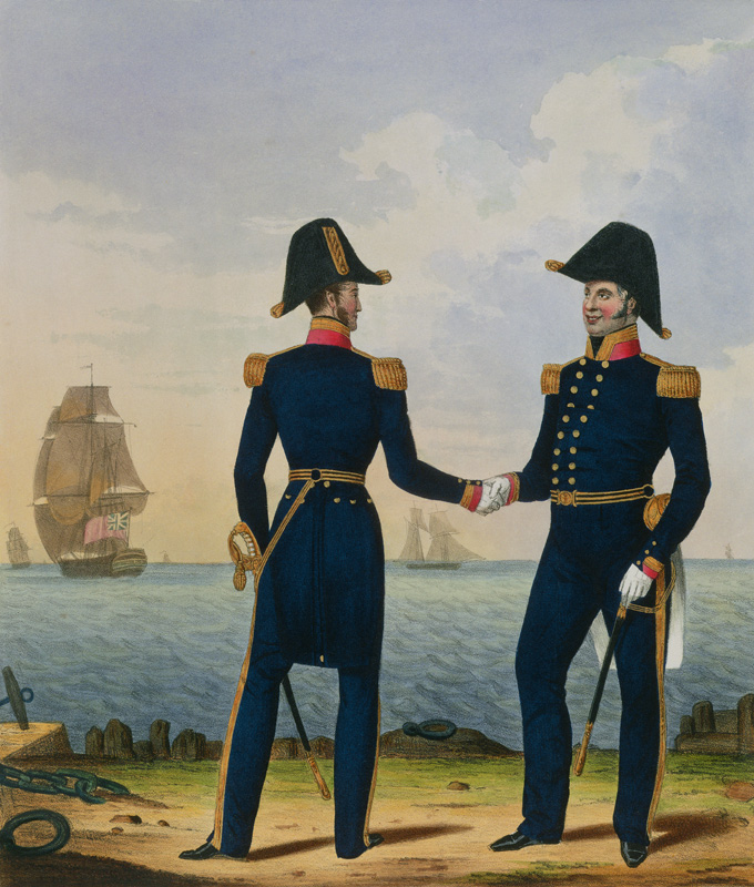 Captains, plate 5 from 'Costume of the Royal Navy and Marines', engraved by the artists, c.1830-37 ( a L. and Eschauzier, St. Mansion