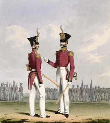 Field Officers of the Royal Marines, plate 2 from 'Costume of the Royal Navy and Marines', engraved a L. and Eschauzier, St. Mansion