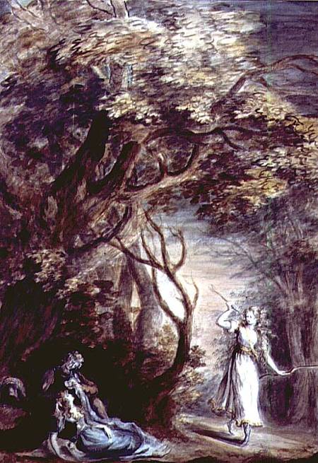 Two Lovers, reclining in a Forest Glade, surprised by Diana a Lady Diana Beauclerk