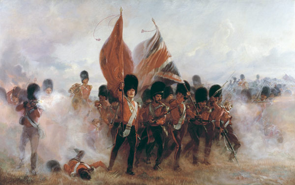 Scots Guards saving the Colours at Alma, 1854 a Lady (Elizabeth Southerden Thompson)  Butler