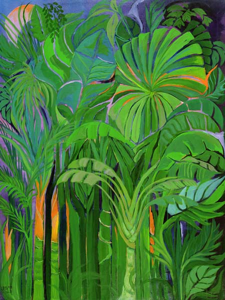 Rain Forest, Malaysia, 1990 (acrylic on canvas)  a Laila  Shawa