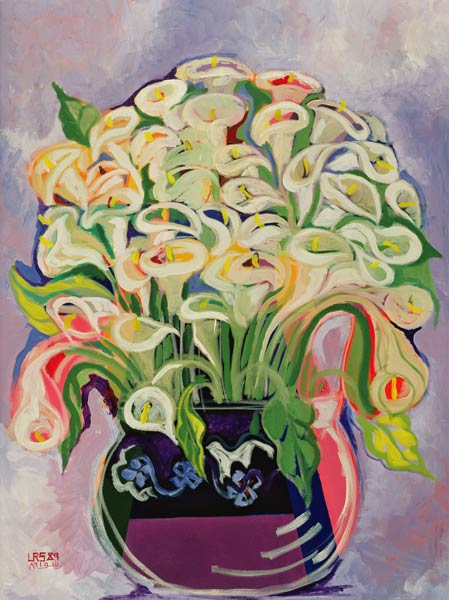 Lilies, 1989 (acrylic on canvas)  a Laila  Shawa