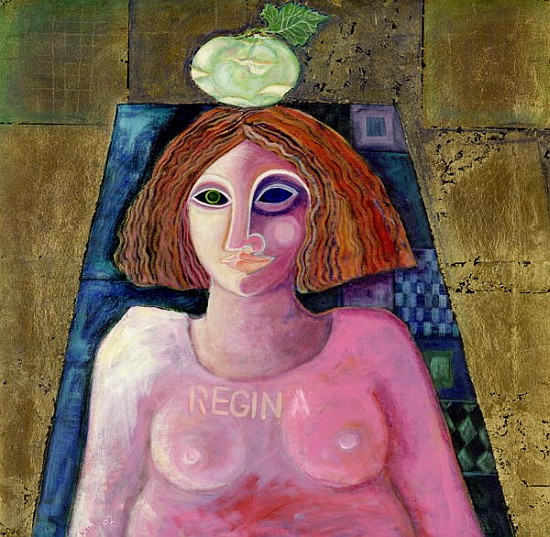 Regina, 2004 (acrylic & metal leaf on canvas)  a Laila  Shawa