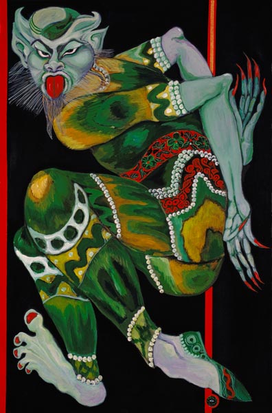 The Devil, after Bakst (Part I), 1992 (acrylic on canvas) (see also 279212)  a Laila  Shawa