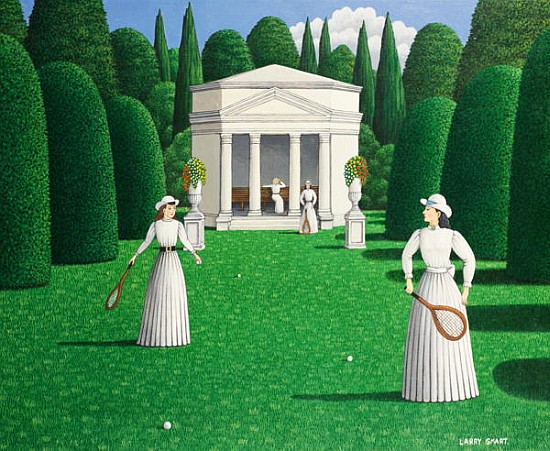Edwardian Ladies Playing Tennis, 1978 (acrylic on linen)  a Larry  Smart