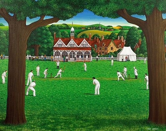 The Cricket Match, 1987 (acrylic on linen)  a Larry  Smart