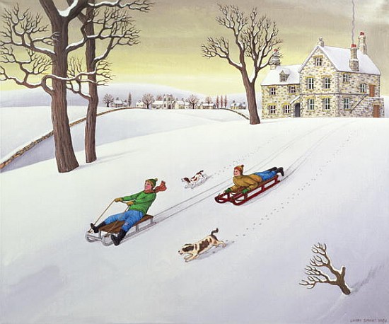 Tobogganing, 1986 (acrylic on linen)  a Larry  Smart