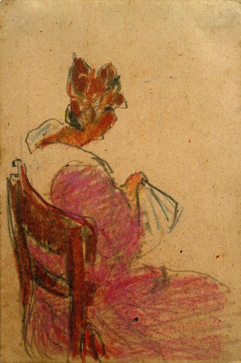 Ohne Titel (Frau auf Stuhl sitzend, von rechts)  a László Moholy-Nagy