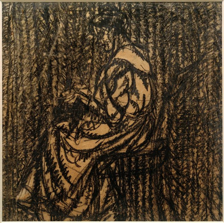Ohne Titel (Sitzende Frau, von links, bei der Handarbeit)  a László Moholy-Nagy