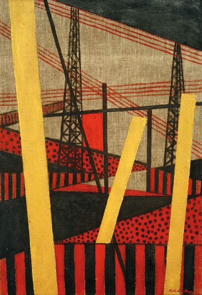 Radio und Eisenbahnlandschaft a László Moholy-Nagy