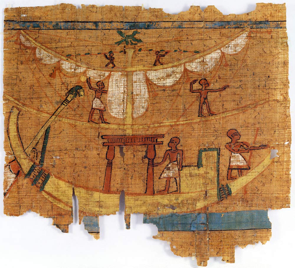 Embarkation on a river (papyrus) a Late Period Egyptian