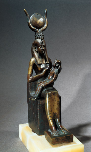 Statuette of the goddess Isis and the child Horus a Late Period Egyptian
