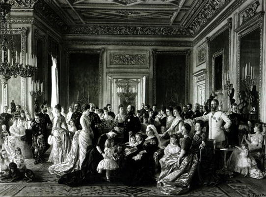 The Family of Queen Victoria, 1887 (engraving) (b/w photo) a Laurits Regner Tuxen