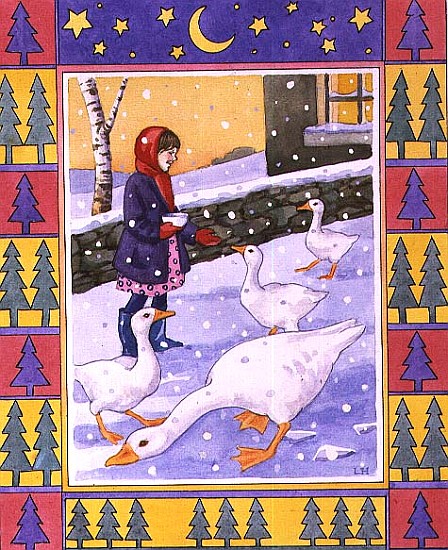 Feeding the Geese, 1996 (w/c)  a Lavinia  Hamer