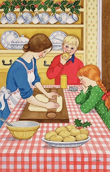 Making Mince Pies (w/c on paper)  a Lavinia  Hamer