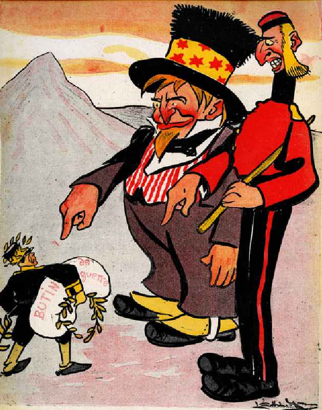 America and England threaten Japan - "you can keep your Laurels, but leave us the loot" 1904 (litho) a Leal de Camara