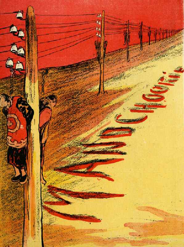 First Steps towards progress - Massacred Manchurian civilians hanging from telegraph poles, 1904 (li a Leal de Camara
