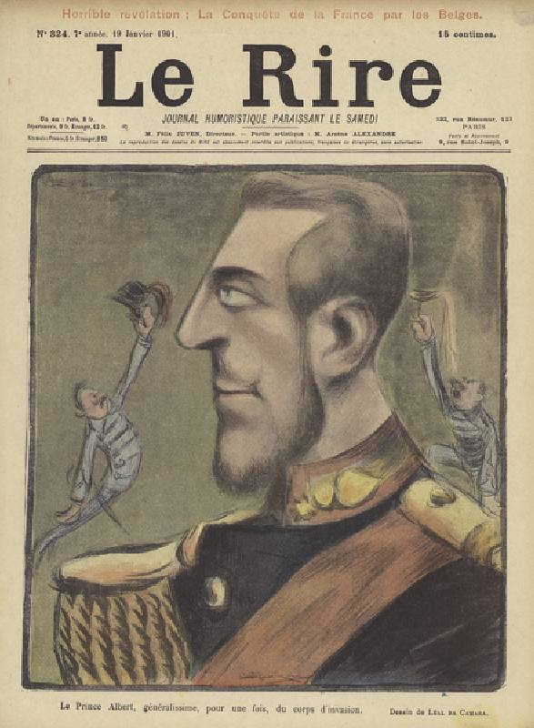 Prince Albert of Belgium, Illustration for Le Rire (colour litho) a Leal de Camara