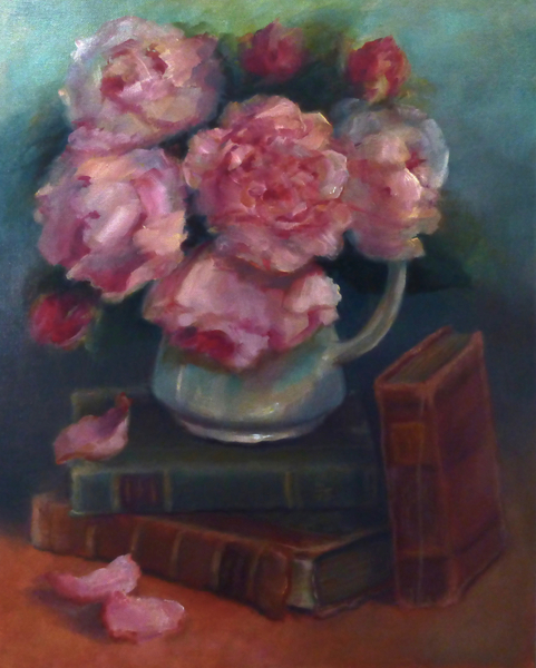 Peonies and Books a Lee Campbell