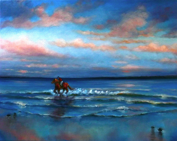 Wave Racing Horse riding on beach a Lee Campbell