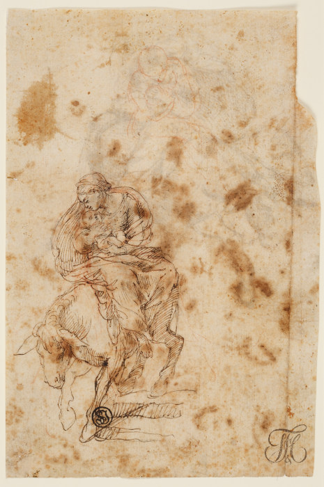 Frau mit Kind auf einem Esel (Maria mit dem Kind) a Lelio Orsi