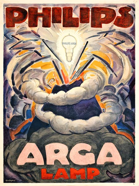 Poster advertising Philips Arga Lamp a Leo Gestel