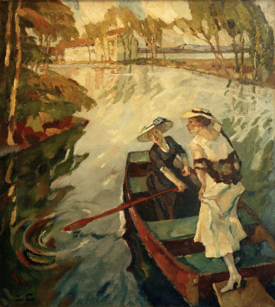 Sonnige Ausfahrt (Zwei Frauen im Boot a Leo Putz