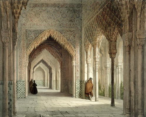 The Court Room of the Alhambra, Granada, 1853 (litho) a Leon Auguste Asselineau
