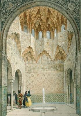 The Hall of the Abencerrages, the Alhambra, Granada, 1853 (coloured litho) a Leon Auguste Asselineau