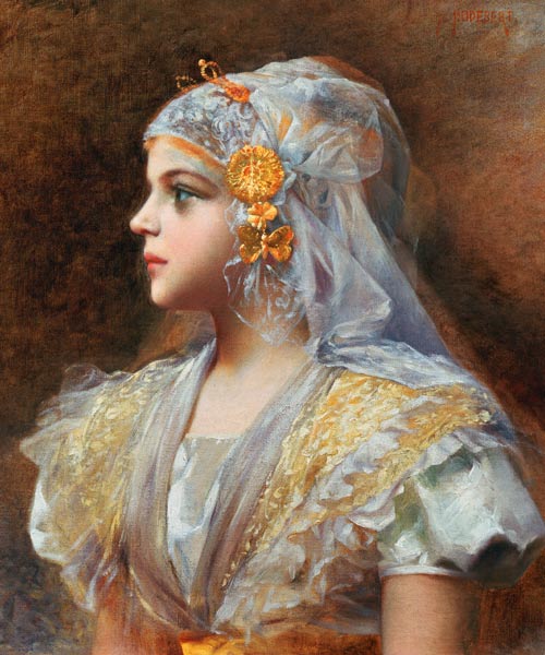 Portrait of a Girl a Leon Auguste Cesar Hodebert