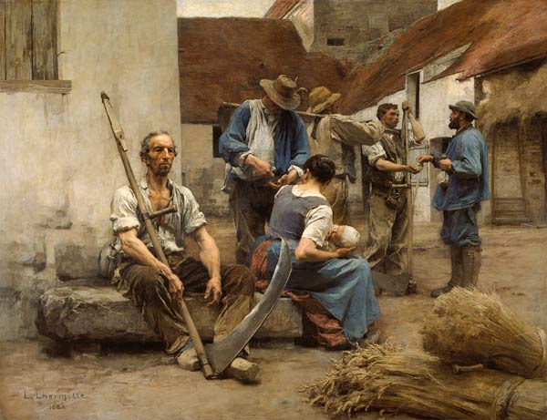 The Harvesters' Pay, after the original of 1882 (colour litho) a Leon Augustin Lhermitte