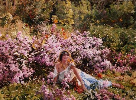 Algerian beauty in a lilac field a Leon Louis Tanzi