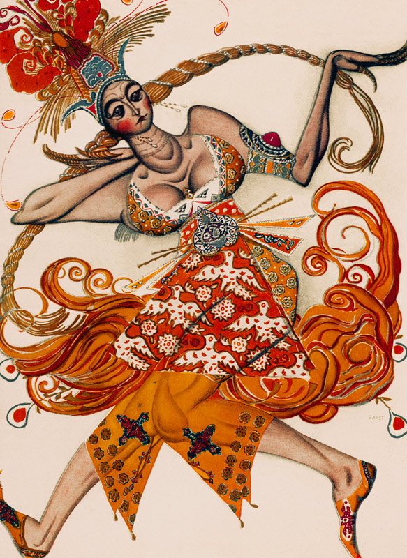 Costume design for the ballet The Firebird (L'oiseau de feu) by I. Stravinsky a Leon Nikolajewitsch Bakst