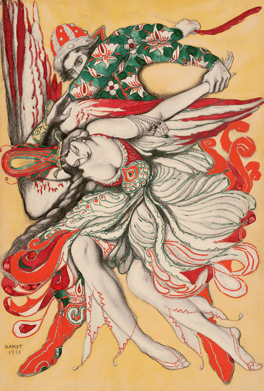 Poster design for the ballet "The Firebird" ("L'Oiseau de feu") by I. Stravinsky a Leon Nikolajewitsch Bakst