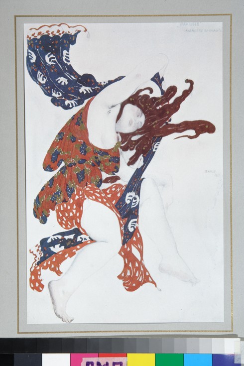 Bacchante. Costume design for the ballet Narcisse by N. Tcherepnin a Leon Nikolajewitsch Bakst