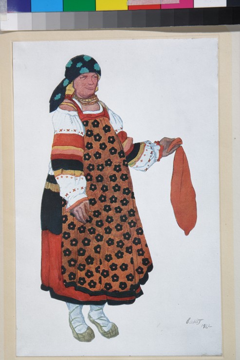 Peasant woman. Costume design for the Vaudeville "Old Moscow" at the Théâtre Femina in Paris a Leon Nikolajewitsch Bakst