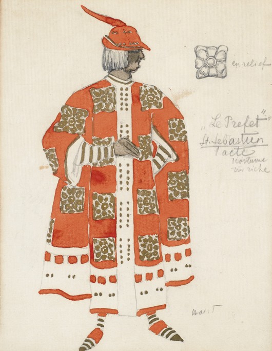 Costume design for the play "The Martyrdom of St. Sebastian" by Gabriele D'Annuzio a Leon Nikolajewitsch Bakst