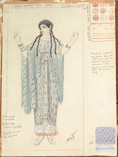Lady-in-waiting, costume design for ''Hippolytus'' Euripides a Leon Nikolajewitsch Bakst