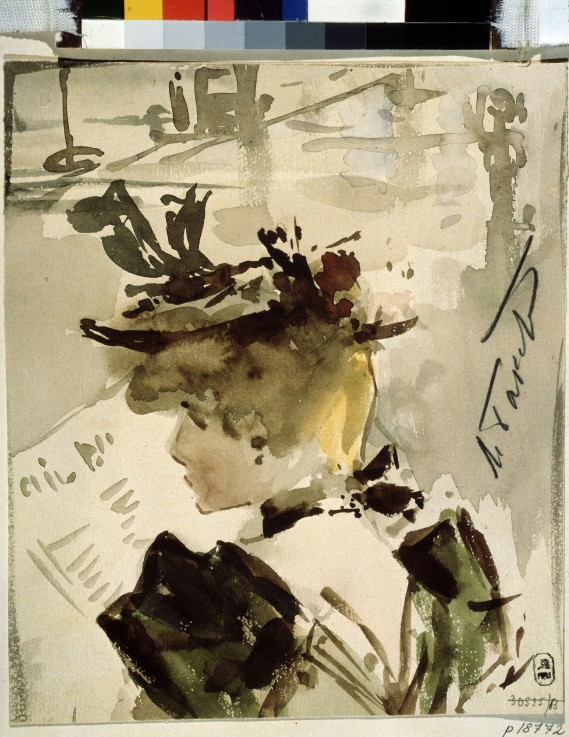 A woman reading a Leon Nikolajewitsch Bakst