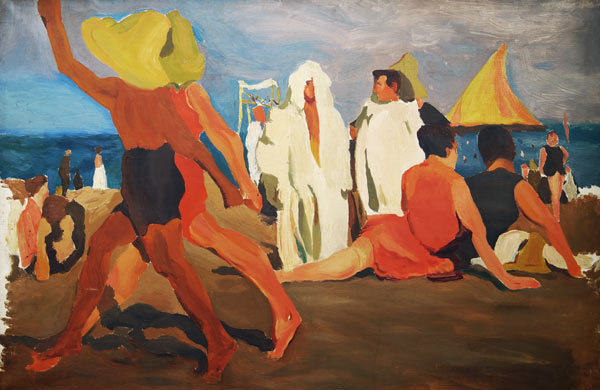 Bathers on the Lido, Venice (Serge Diaghilev and Vaslav Nijinsky on the Beach) a Leon Nikolajewitsch Bakst