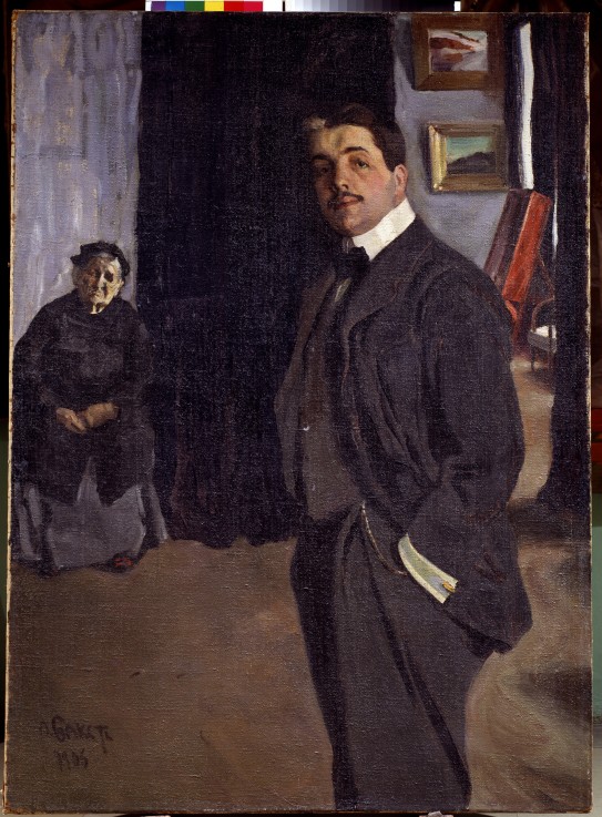 Portrait of Sergei Dyagilev (1872-1929) with his nurse a Leon Nikolajewitsch Bakst