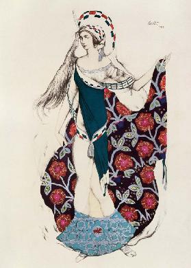 Costume design for a woman, from Judith, 1922 (colour litho)