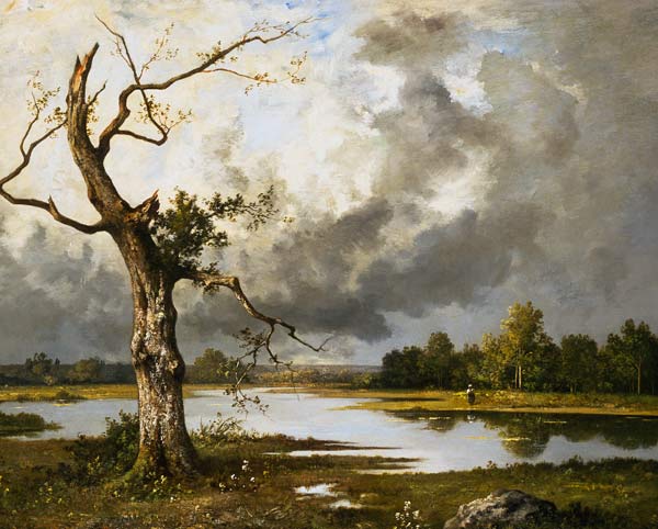 French riverside with a dying tree. a Léon Richet