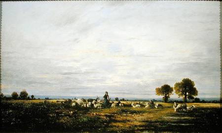 Shepherdess watching her Flock a Leon-Victor Dupre