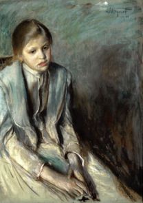 Portrait of a dreamy girl a Leon Wyczolkowski