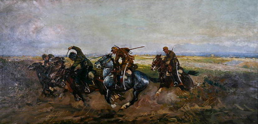 Polish Lancers attacking Russians, 1920 (oil on canvas) a Leonard Winterowski