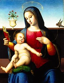 Madonna with child and goldfinch a Leonardo da Pistoia