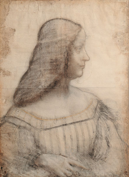 Portrait of Isabella d'Este (1474-1539) (red chalk & pierre noire on paper) a Leonardo da Vinci