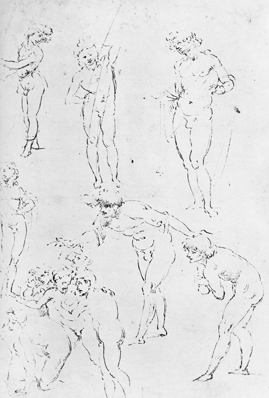 Figural Studies for the Adoration of the Magi, c.1481 (pen and ink on paper) a Leonardo da Vinci